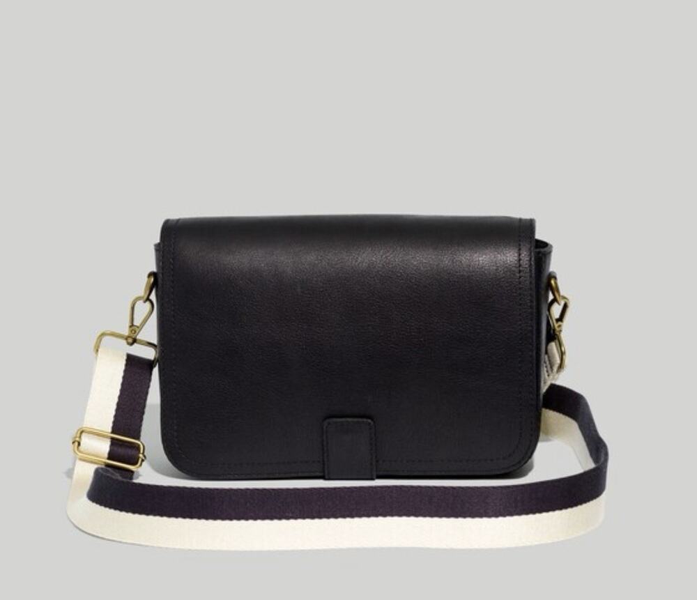 NWT Madewell The Transport Flap Shoulder Bag Women Black and Brass